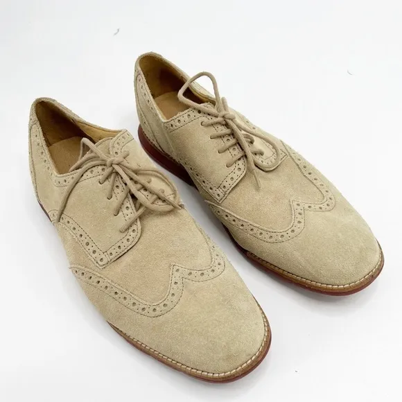 Cole Haan Mens Lunargrand Tan Suede Wingtip Oxfords, Size 9.5