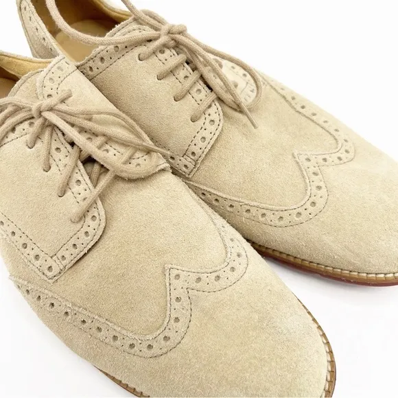 Cole Haan Mens Lunargrand Tan Suede Wingtip Oxfords, Size 9.5