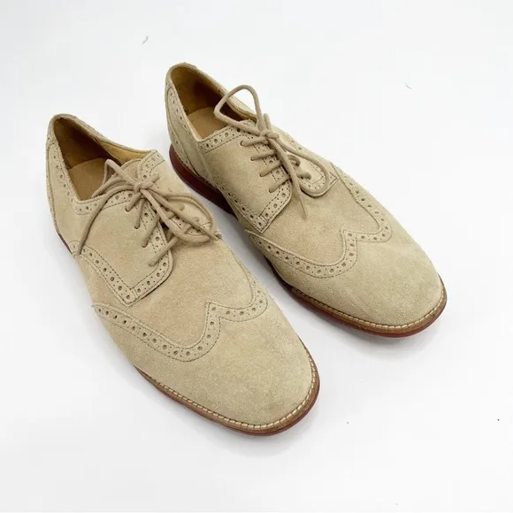 Cole Haan Mens Lunargrand Tan Suede Wingtip Oxfords, Size 9.5