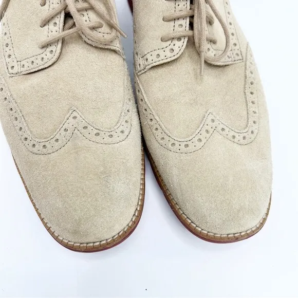 Cole Haan Mens Lunargrand Tan Suede Wingtip Oxfords, Size 9.5
