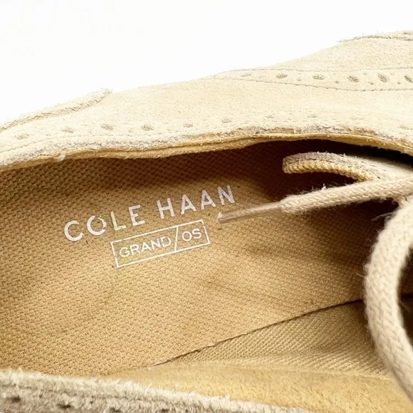 Cole Haan Mens Lunargrand Tan Suede Wingtip Oxfords, Size 9.5