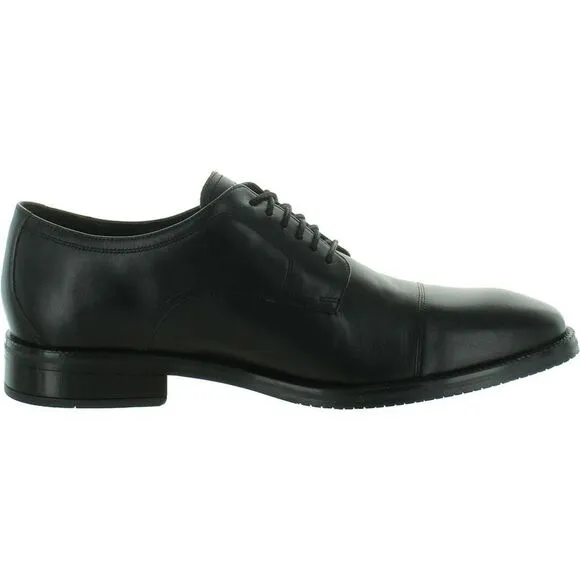 Cole Haan Mens Me Cap Oxford Black Leather Lace-Up Toe Cap Oxfords Shoes New