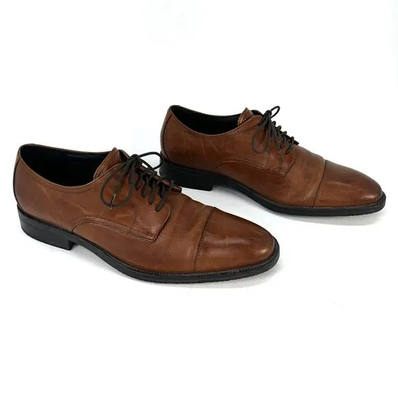 Cole Haan Mens ME Cap Oxford Tan Leather Oxfords Shoes 9.5 Medium C34138