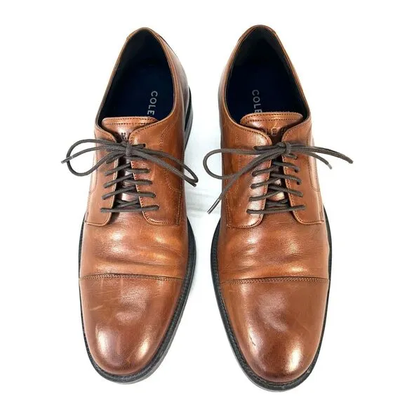 Cole Haan Mens ME Cap Oxford Tan Leather Oxfords Shoes 9.5 Medium C34138