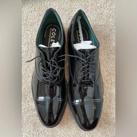 COLE HAAN Men's Modern Classics Cap Toe Oxfords Black Patent 12
