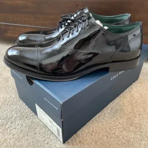 COLE HAAN Men's Modern Classics Cap Toe Oxfords Black Patent 12
