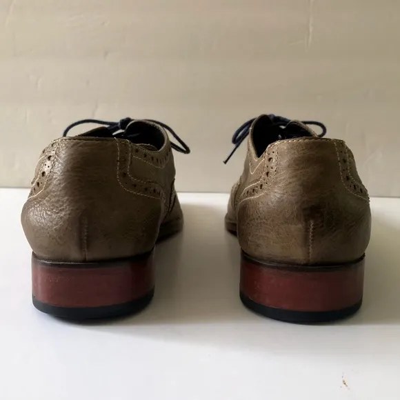 Cole Haan Men's Nike Air Colton Olive Taupe Distressed Leather Wingtip Oxfords