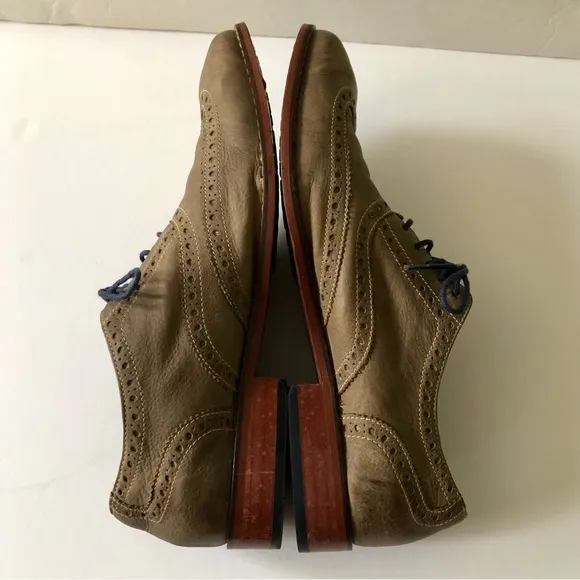 Cole Haan Men's Nike Air Colton Olive Taupe Distressed Leather Wingtip Oxfords