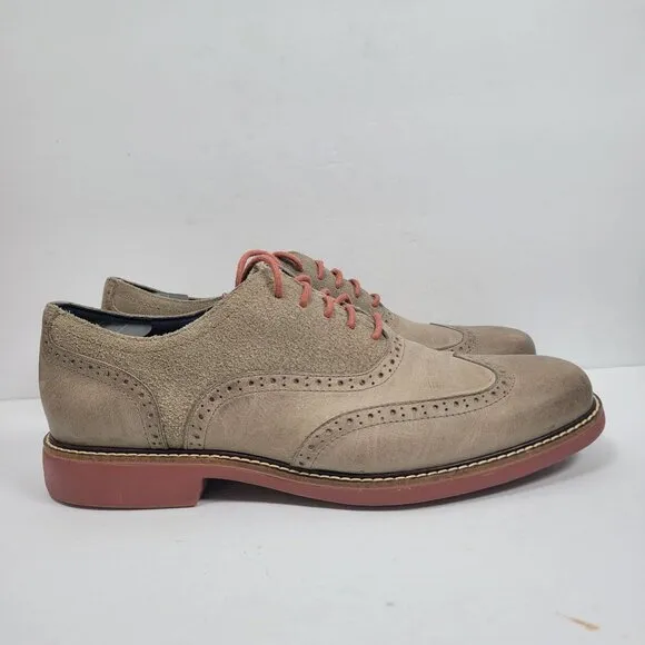 Cole Haan Men's Olive Green Leather &amp; Suede Oxford Shoes C11708 US Size 10.5M
