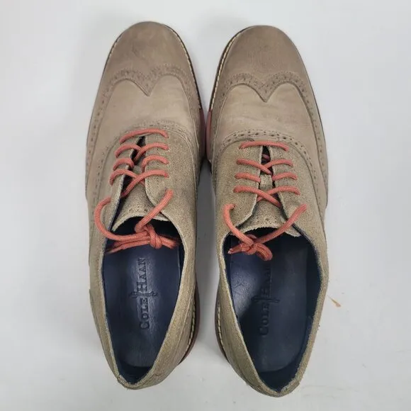 Cole Haan Men's Olive Green Leather &amp; Suede Oxford Shoes C11708 US Size 10.5M