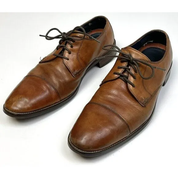 COLE HAAN Mens US 11M British Tan Modern Essentials Cap Toe Oxfords SHOES EUC