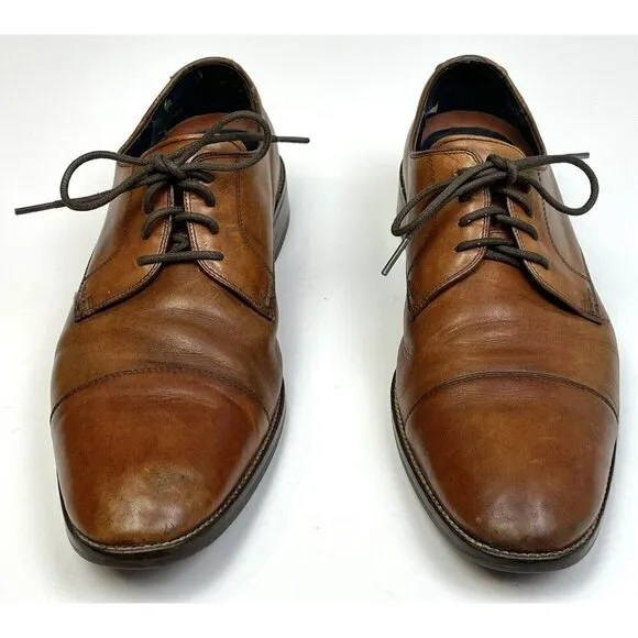 COLE HAAN Mens US 11M British Tan Modern Essentials Cap Toe Oxfords SHOES EUC