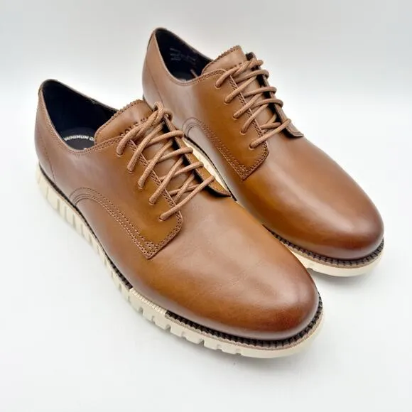 Cole Haan Mens ZERØGRAND Remastered Plain Toe Oxfords US 8.5 M Brown Leather NIB