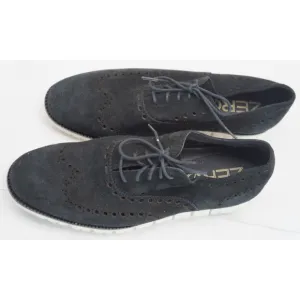 Cole Haan Mens ZeroGrand Size 10.5 Shoes Black Suede Oxford Wingtip Preppy
