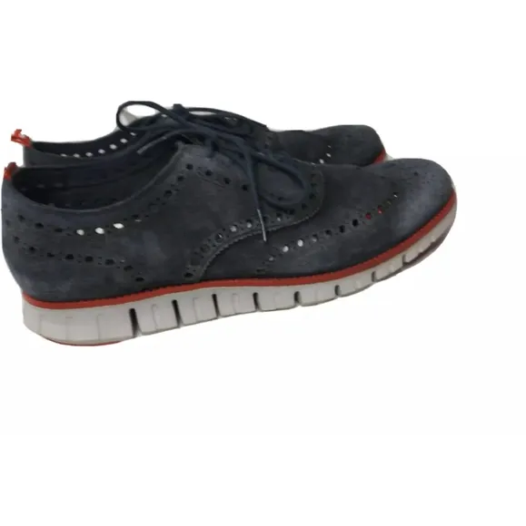 Cole Haan Men's Zerogrand Wingtip Oxfords Size 11.5 Shoes Blue Suede