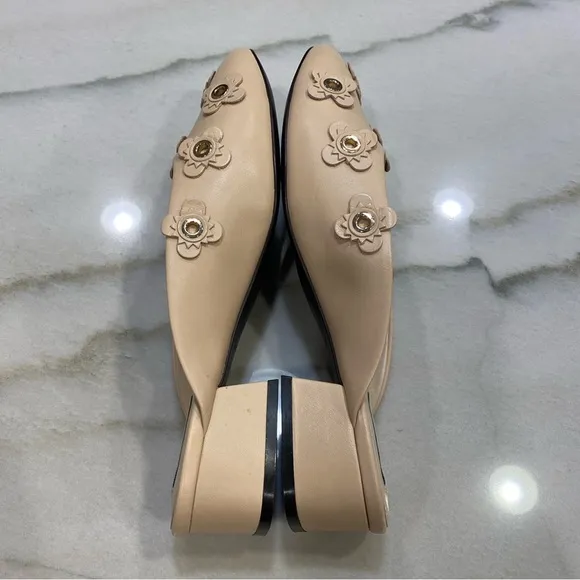 Cole Haan Mules Size 9 Beige Floral Embellished Mules