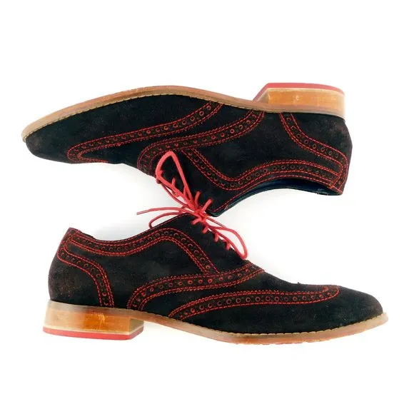 COLE HAAN Nike Air Brown Suede Leather Wingtip Oxfords Shoes 12