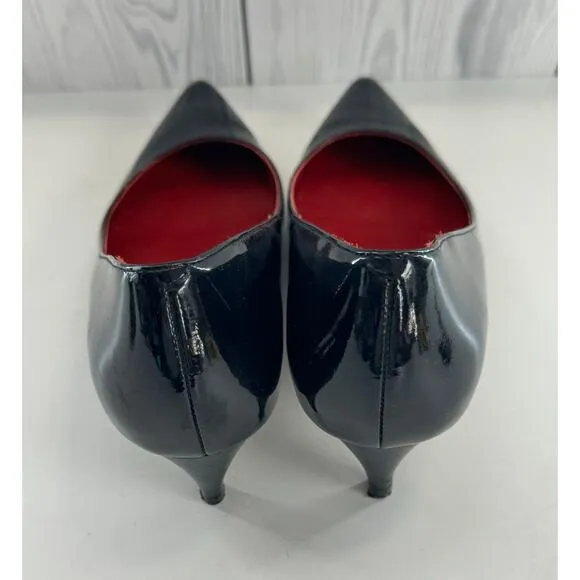 Cole Haan Nike Air Pointed Toe Kitten Heels Patent Leather Black Size 7.5