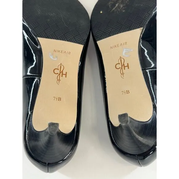 Cole Haan Nike Air Pointed Toe Kitten Heels Patent Leather Black Size 7.5