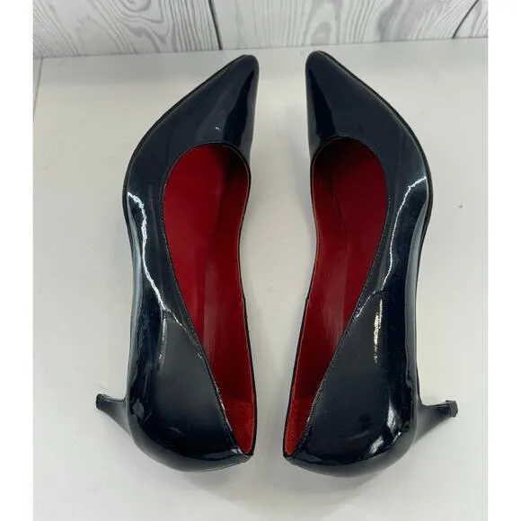 Cole Haan Nike Air Pointed Toe Kitten Heels Patent Leather Black Size 7.5