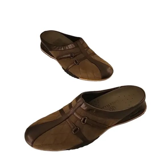 Cole Haan Nike Air Quilted Clogs Mules 7AA 7 Narrow Preppy Suede Sneakers