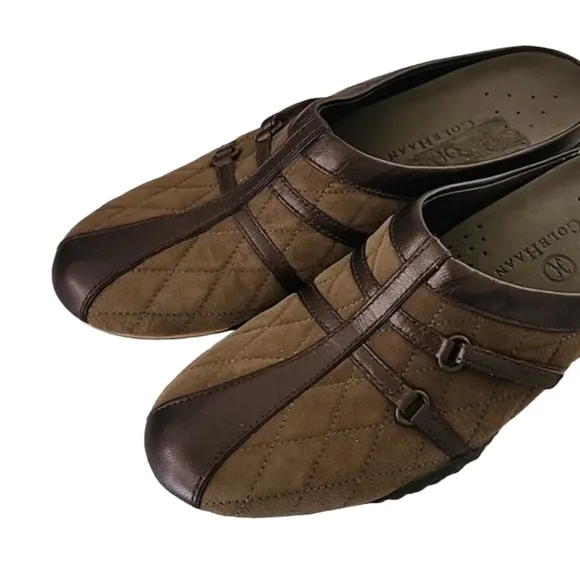 Cole Haan Nike Air Quilted Clogs Mules 7AA 7 Narrow Preppy Suede Sneakers
