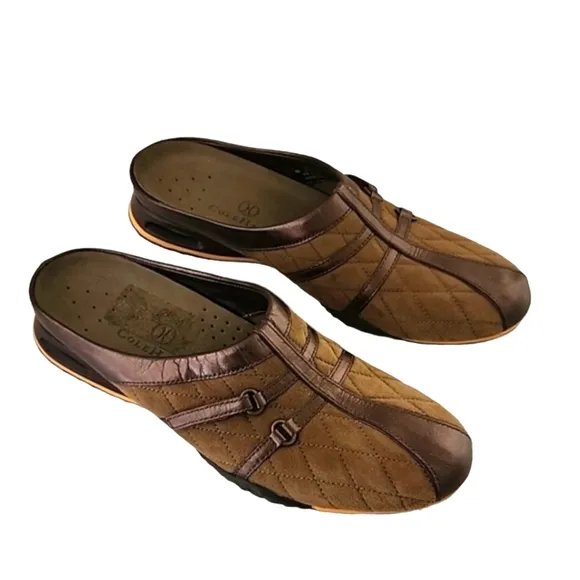 Cole Haan Nike Air Quilted Clogs Mules 7AA 7 Narrow Preppy Suede Sneakers