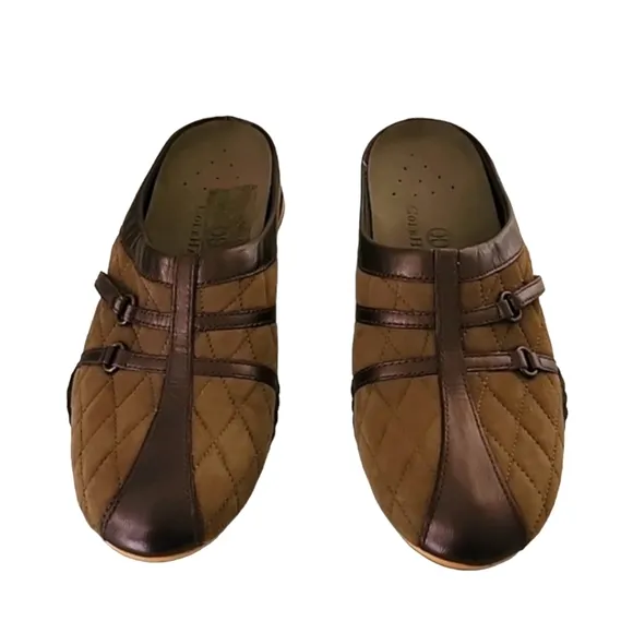 Cole Haan Nike Air Quilted Clogs Mules 7AA 7 Narrow Preppy Suede Sneakers