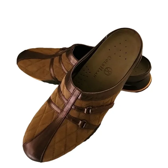 Cole Haan Nike Air Quilted Clogs Mules 7AA 7 Narrow Preppy Suede Sneakers