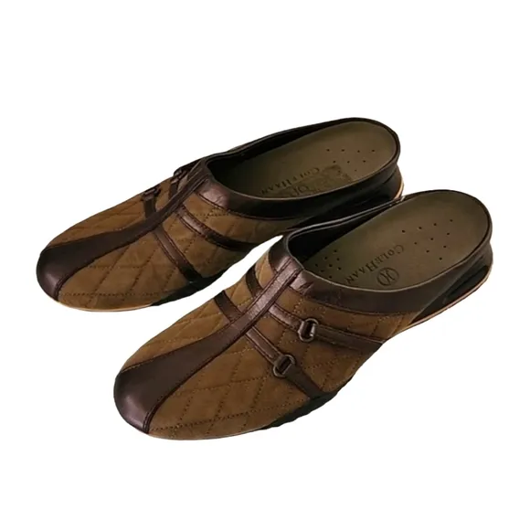 Cole Haan Nike Air Quilted Clogs Mules 7AA 7 Narrow Preppy Suede Sneakers