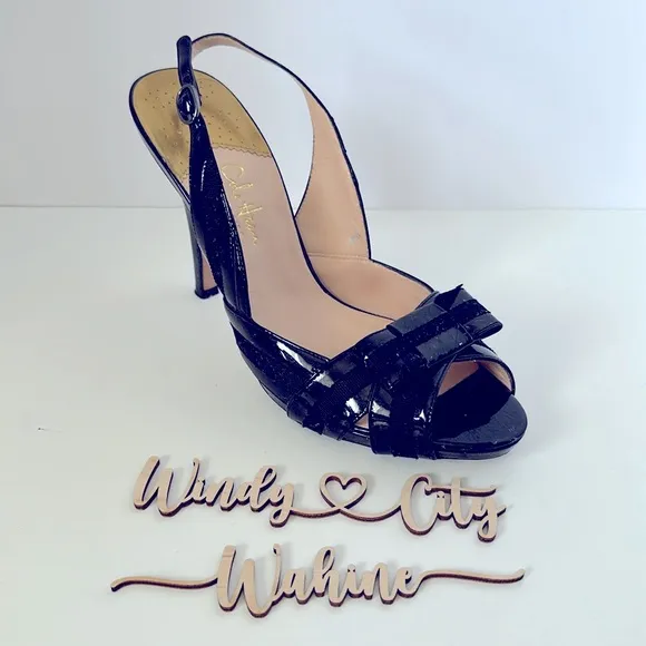 Cole Haan Nike Air Slingback OpenToe Heels Sz 9.5, Black