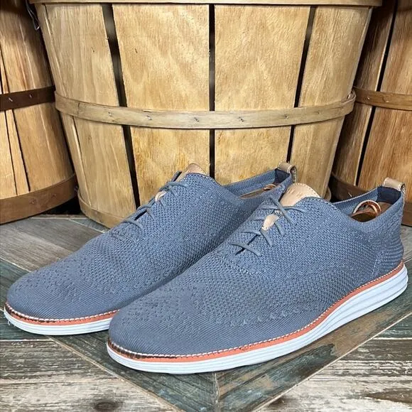 Cole Haan Original Grand Knit Wingtip II Gray Tan Oxfords Shoes Mens Size 13