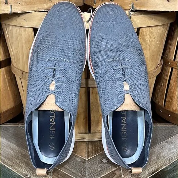 Cole Haan Original Grand Knit Wingtip II Gray Tan Oxfords Shoes Mens Size 13