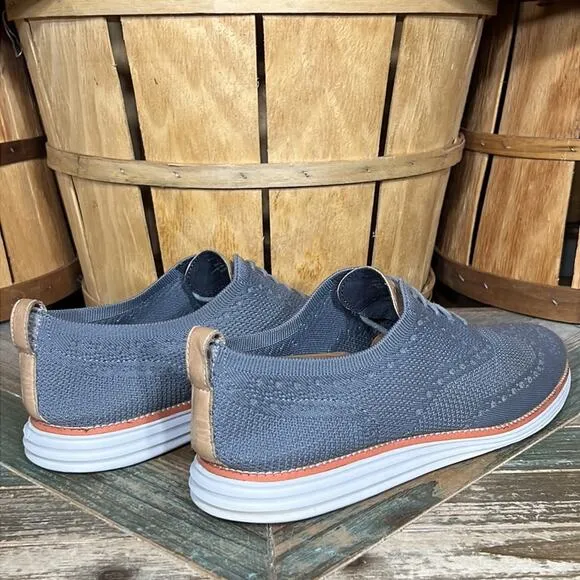 Cole Haan Original Grand Knit Wingtip II Gray Tan Oxfords Shoes Mens Size 13