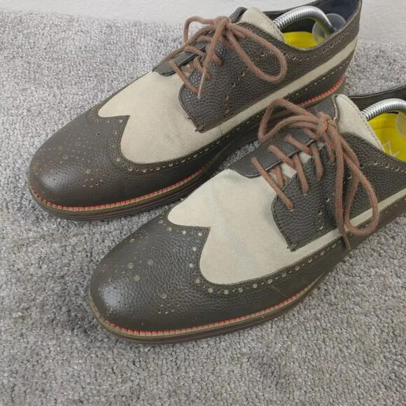 Cole Haan Original Grand Mens 11.5 Shoes Wingtip Derby Oxfords Leather Brown Tan