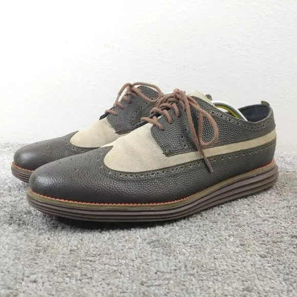 Cole Haan Original Grand Mens 11.5 Shoes Wingtip Derby Oxfords Leather Brown Tan