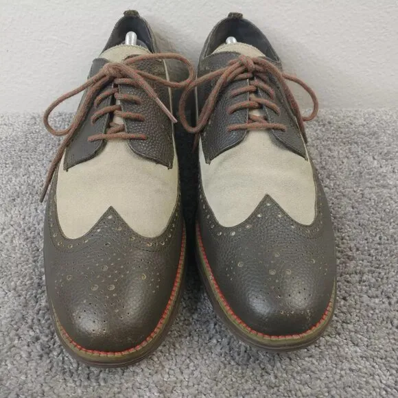 Cole Haan Original Grand Mens 11.5 Shoes Wingtip Derby Oxfords Leather Brown Tan