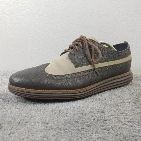 Cole Haan Original Grand Mens 11.5 Shoes Wingtip Derby Oxfords Leather Brown Tan