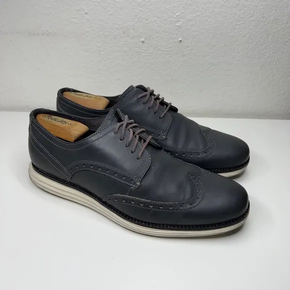 Cole Haan Original Grand Mens Sz US 9M Shortwing Wingtip Oxfords Black Matte