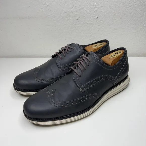 Cole Haan Original Grand Mens Sz US 9M Shortwing Wingtip Oxfords Black Matte
