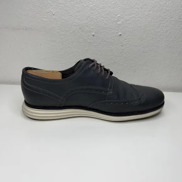Cole Haan Original Grand Mens Sz US 9M Shortwing Wingtip Oxfords Black Matte