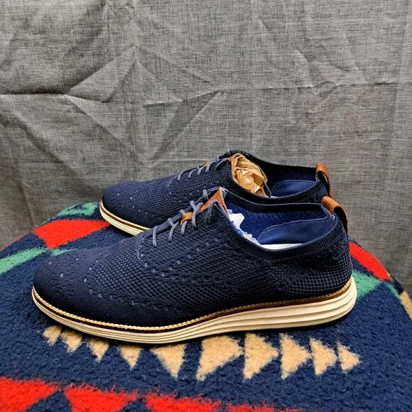 Cole Haan Original Grand Shoes Stitchlite Wingtip Blue Oxfords Mens Sz 11.5