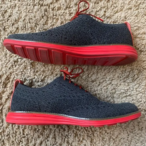 Cole Haan Original Grand Stitchlite Wingtip Oxfords Mens Size 10.5 Red/Black