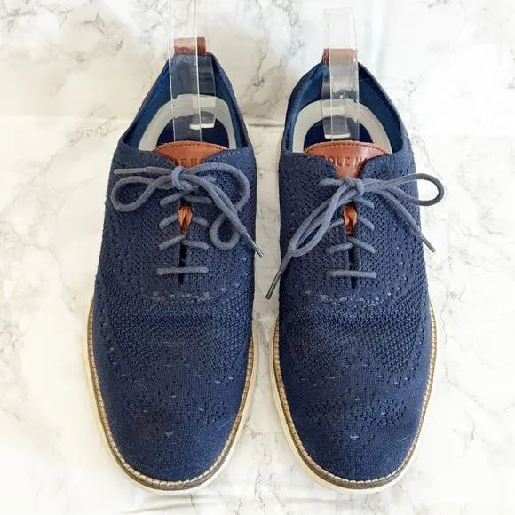 COLE HAAN Original Grand Stitchlite Wingtip Oxfords Navy Blue 8