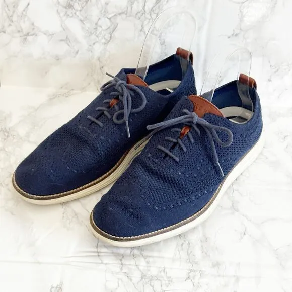 COLE HAAN Original Grand Stitchlite Wingtip Oxfords Navy Blue 8