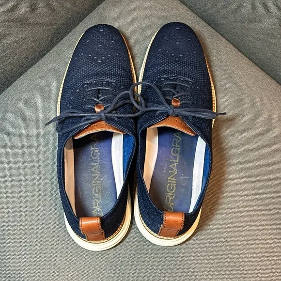 Cole Haan Original Grand Stitchlite Wingtip Oxfords Navy Size 9.5