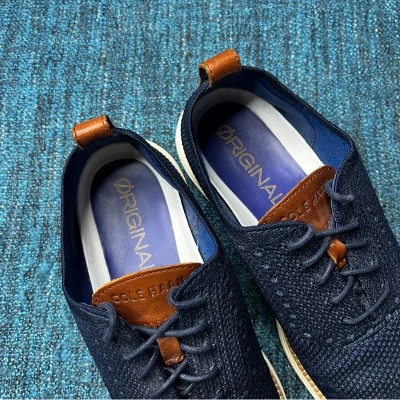 Cole Haan Originalgrand Stitchlite Wingtip Knit Oxfords in Navy Blue