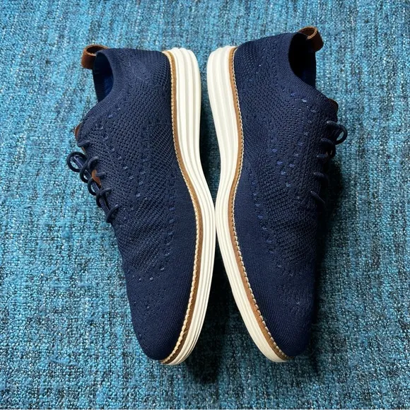 Cole Haan Originalgrand Stitchlite Wingtip Knit Oxfords in Navy Blue