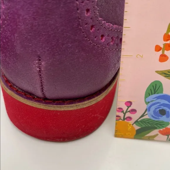 Cole Haan Oxford Lace Ups Alisa Purple &amp; Red Brogue Half Wingtip Size 8.5