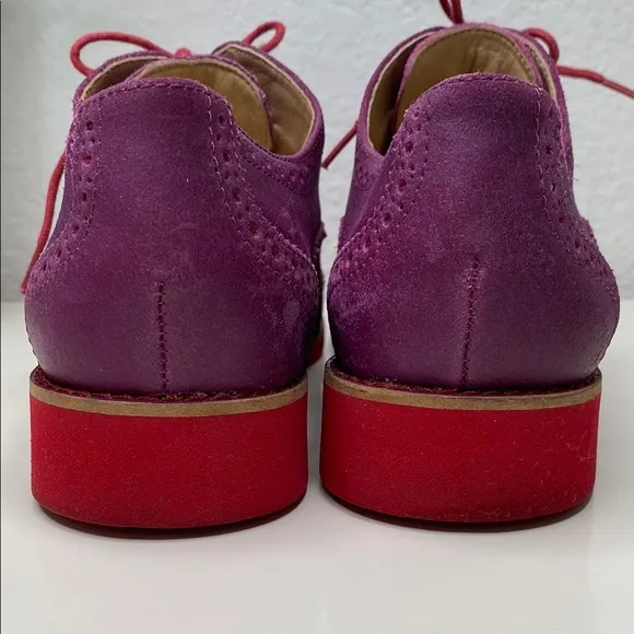 Cole Haan Oxford Lace Ups Alisa Purple &amp; Red Brogue Half Wingtip Size 8.5